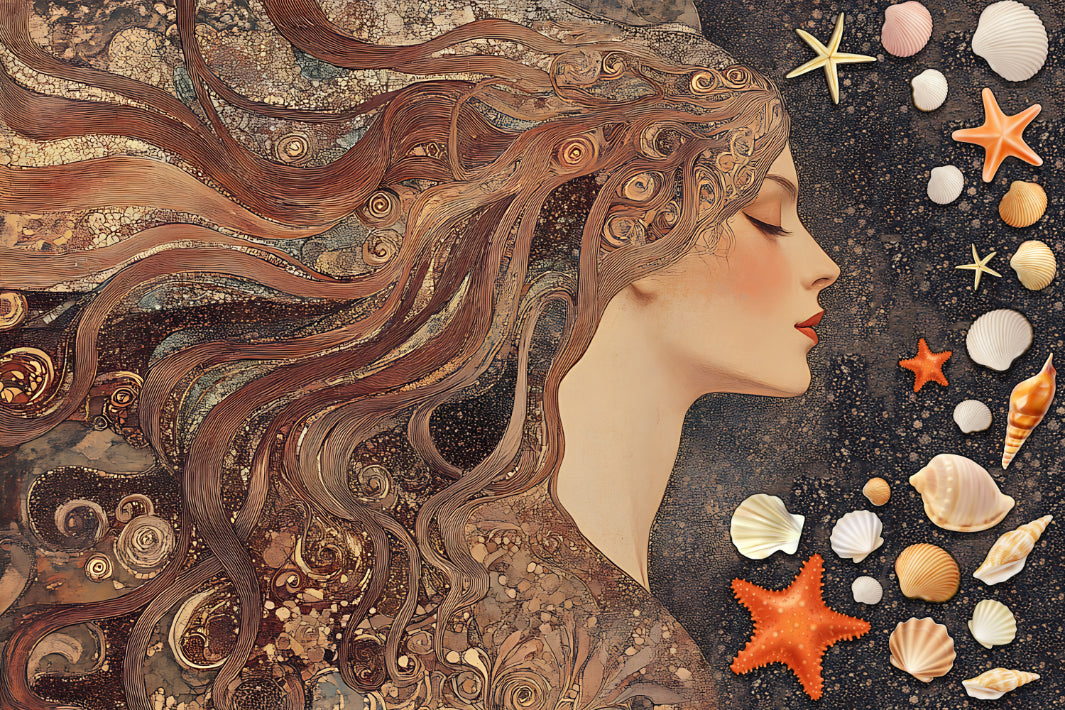 Ethereal Ocean Goddess Wall Mural in your room — zoomed