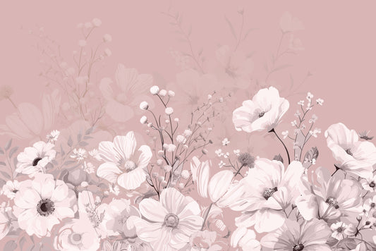 Blush Pink Vintage Floral Wallpaper