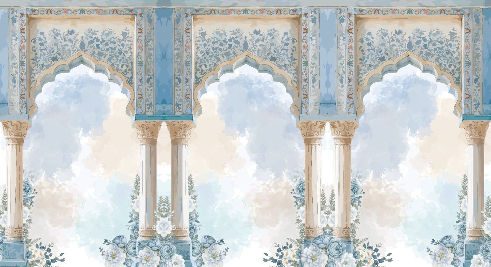 Royal Mughal Palace Arch Mural