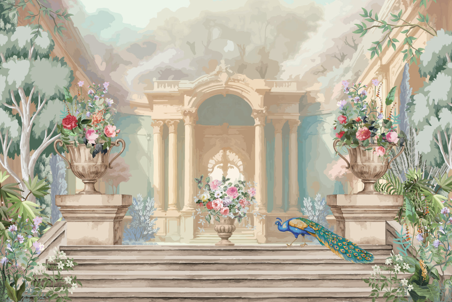 Royal Peacock Palace Garden Wandbild