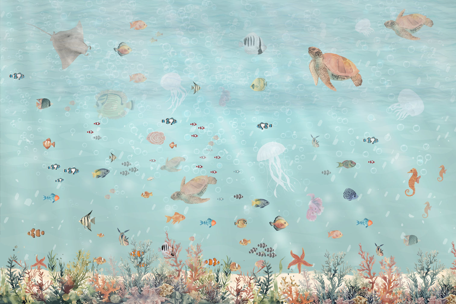Wandbild mit Unterwasser-Meeresleben in your room — zoomed