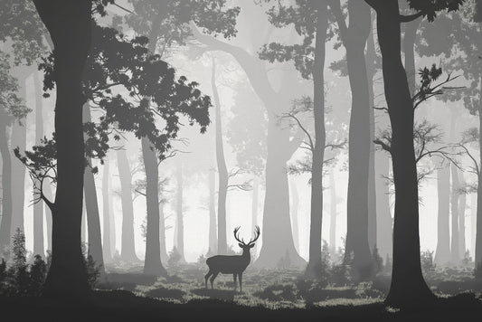 Misty Deer Forest Wallpaper Mural