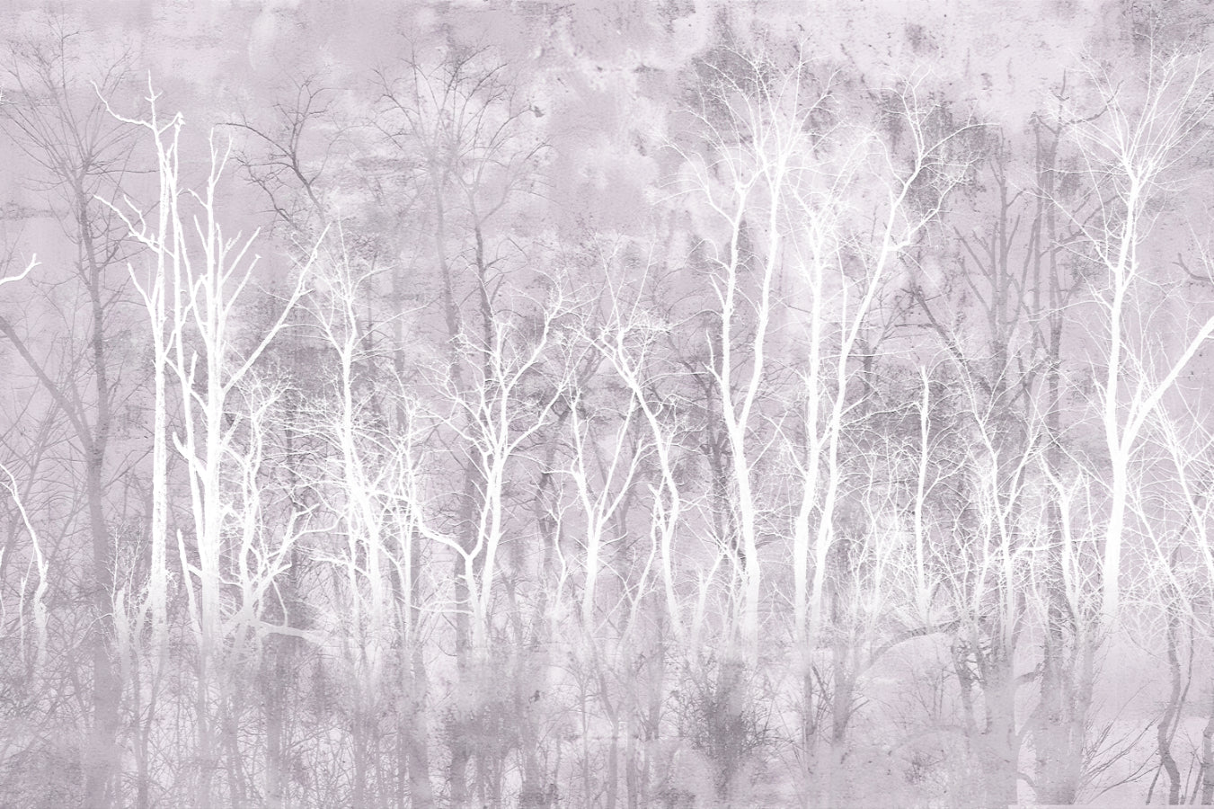 Murale de mur de forêt hivernale brumeuse
