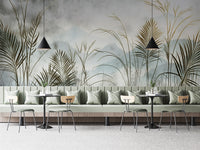 Minimalist botanical wallpaper with dreamy landscape
