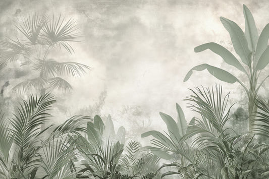Misty tropisk jungle vægmaleri