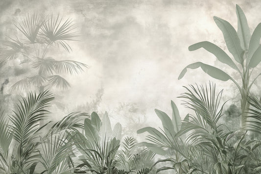 Misty Tropical Jungle Wall Mural