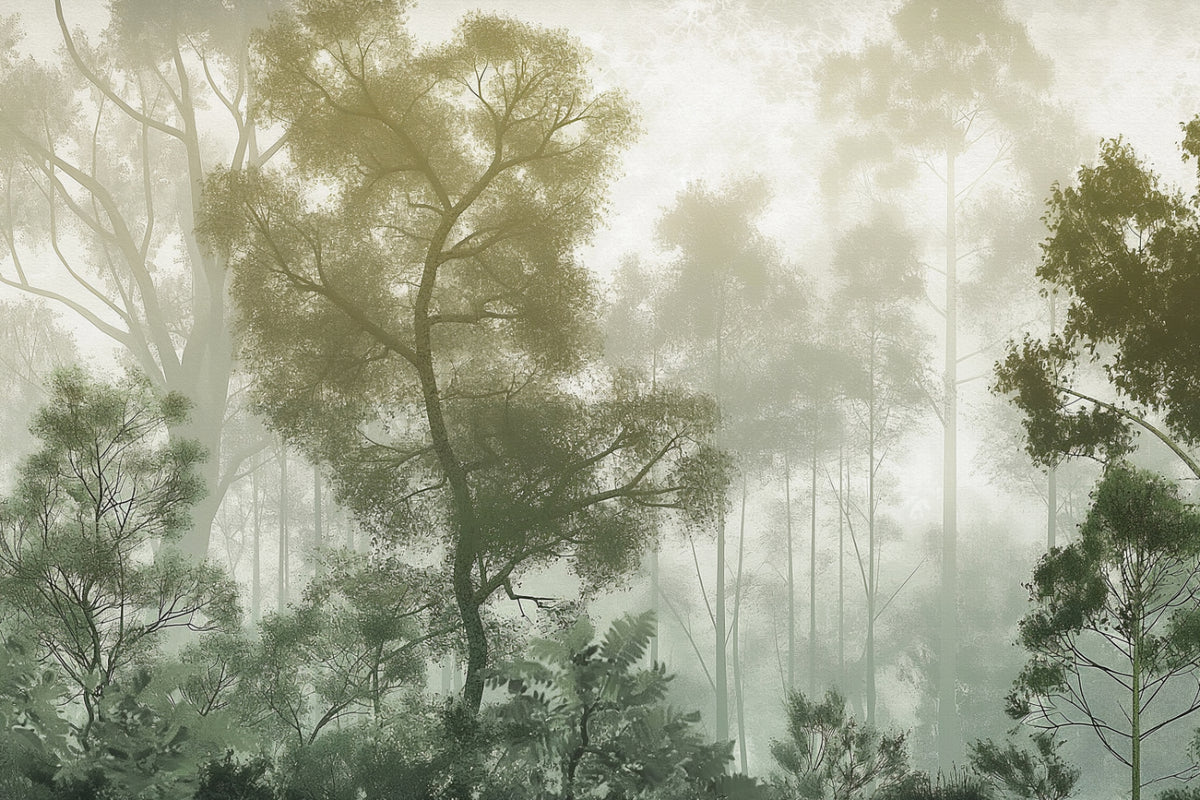 Misty Forest Landscape Wall Mural