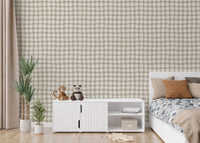 Contemporary checkered wall mural with rhythmic lines
