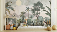 Tropical forest wallpaper mural with rich foliage details
