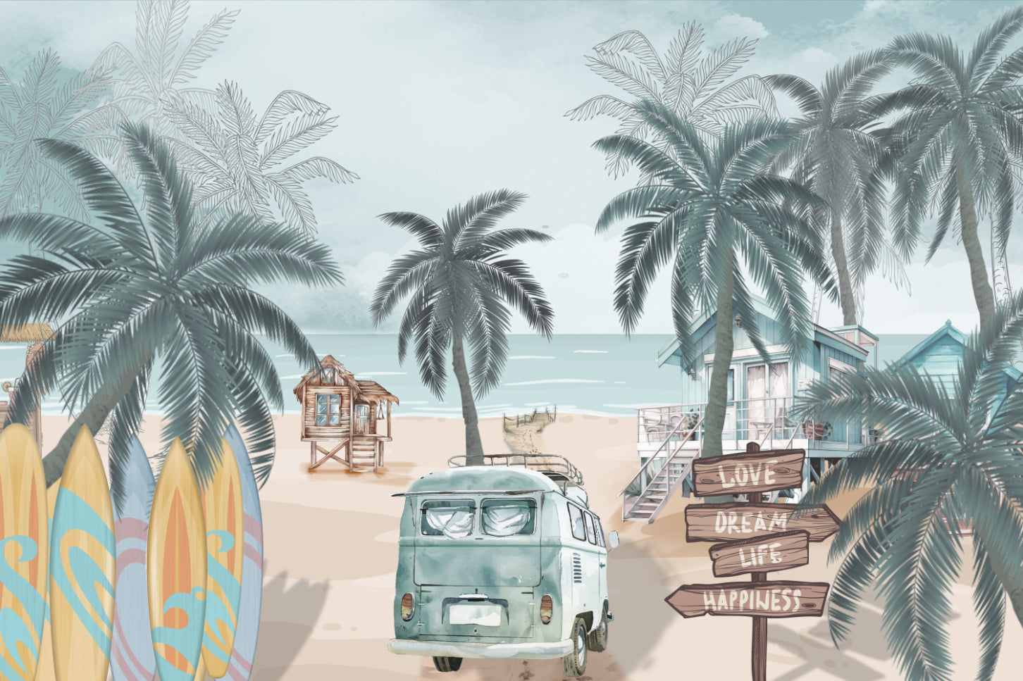 Fototapeta Vintage Coastal Beach