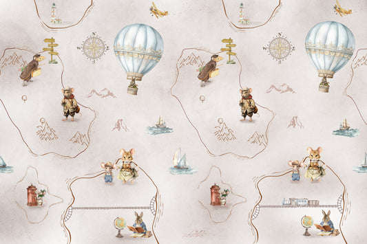 Whimsical Animal Adventure Wall Mural