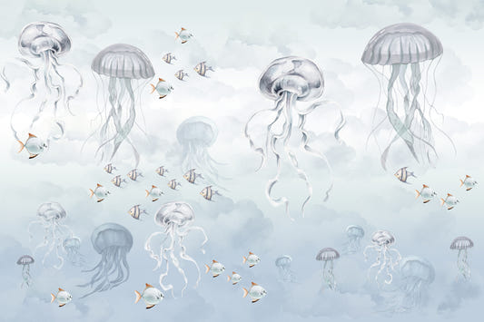 Aquarelle fond d'écran de l'océan à méduse aquarelle