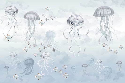 Aquarelle fond d'écran de l'océan à méduse aquarelle