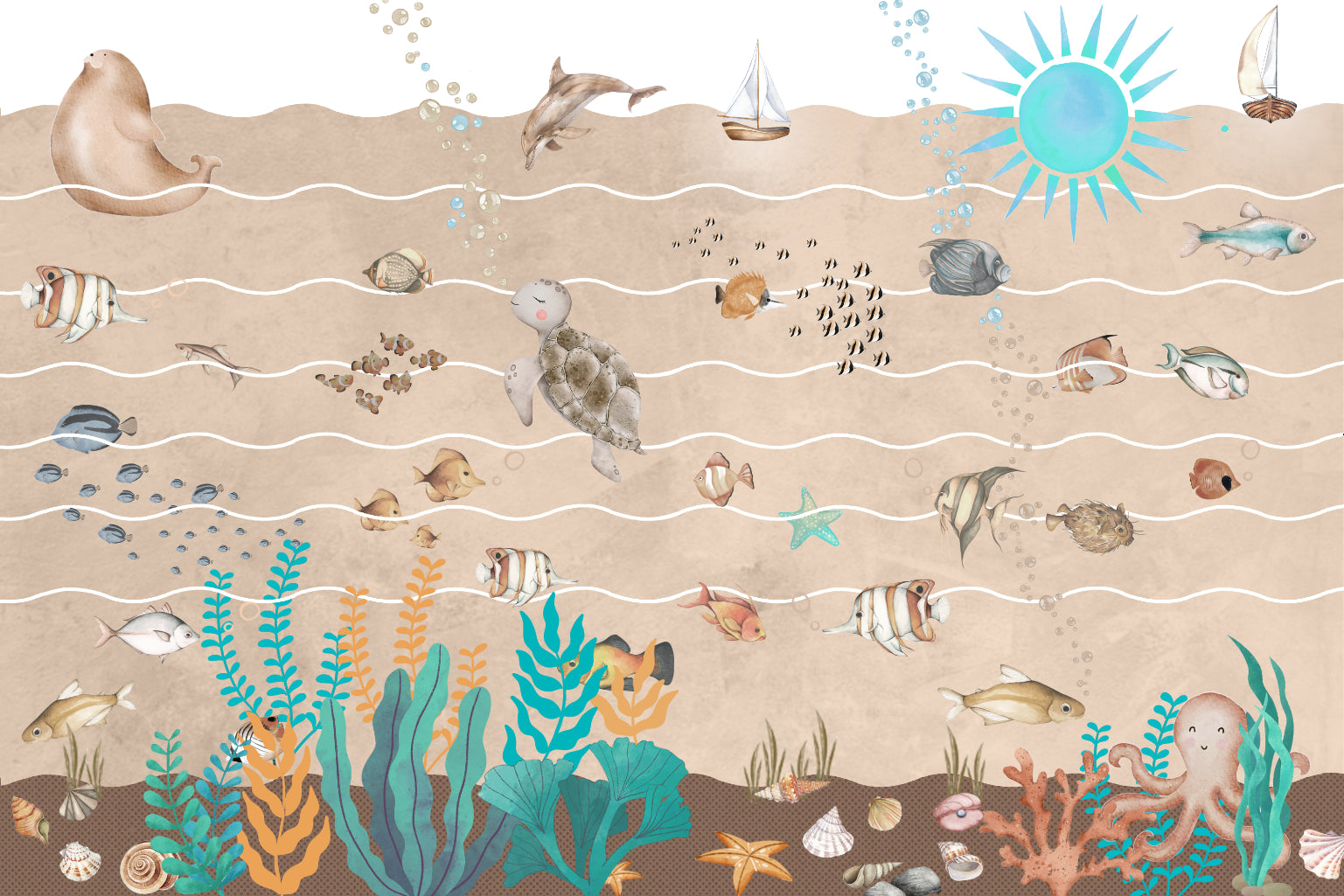 Fond de peint de vie de la mer sous-marine murale