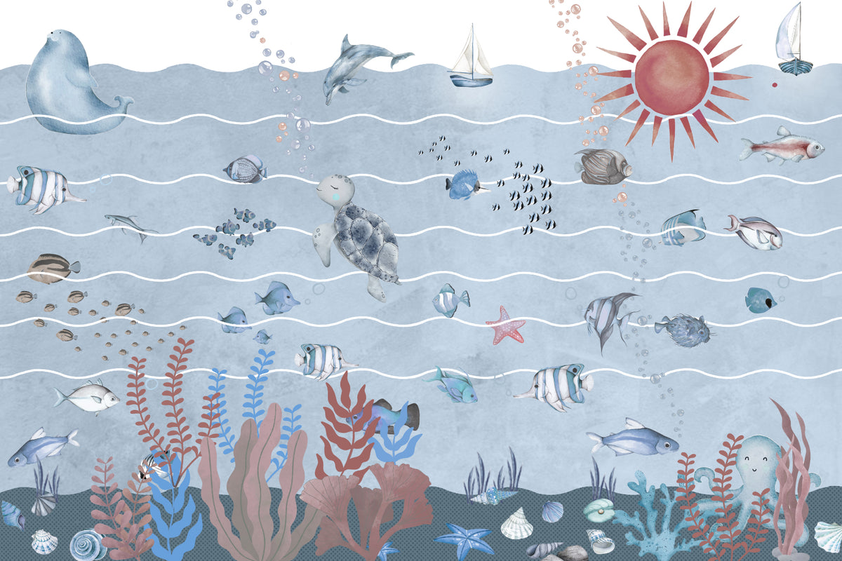 Paper peint de la vie marine sous-marine murale