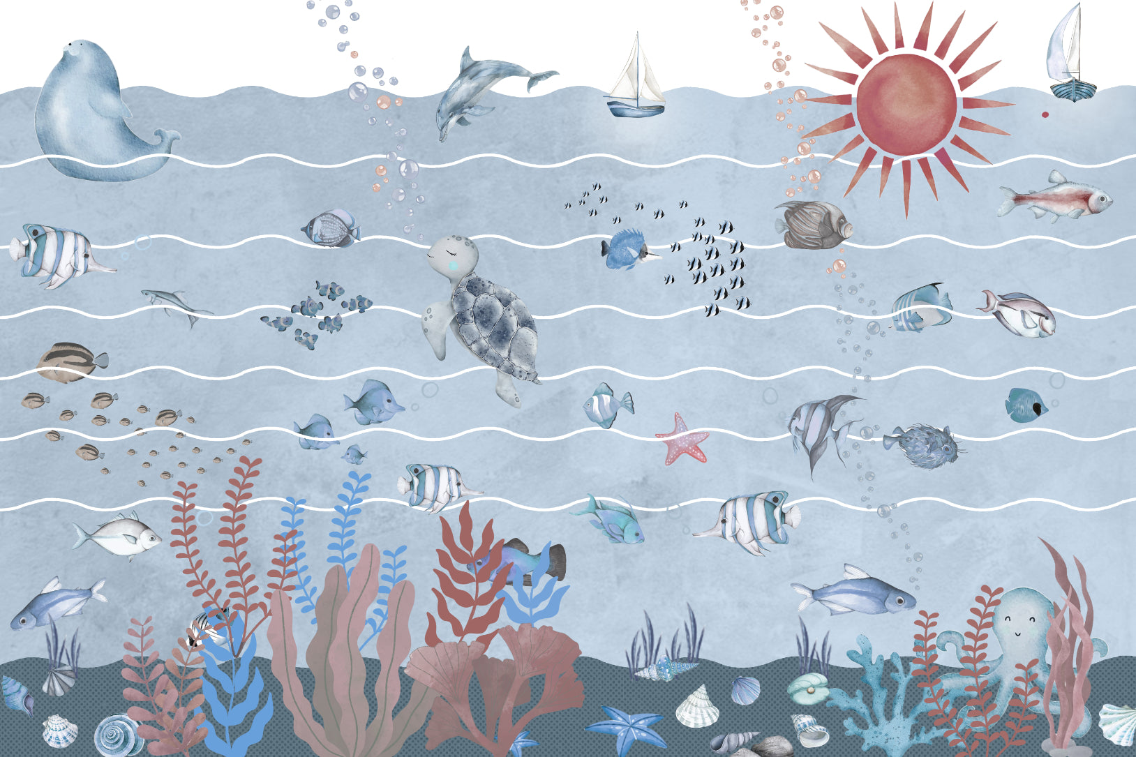 Paper peint de la vie marine sous-marine murale in your room — zoomed