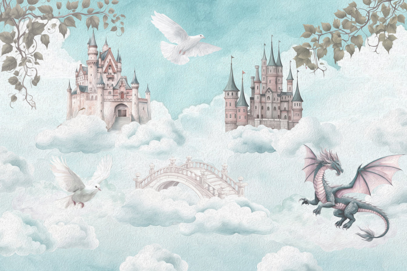 Papier peint du château de ciel enchanté mural in your room — zoomed