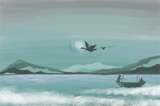 Fresque d'océan inspirée de la nature minimaliste
