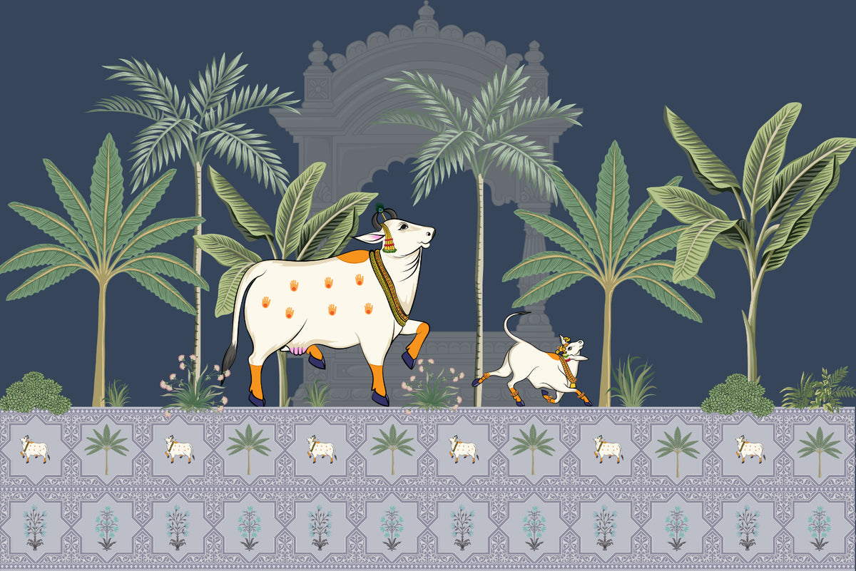 Hindou Sacred Cow adore la murale