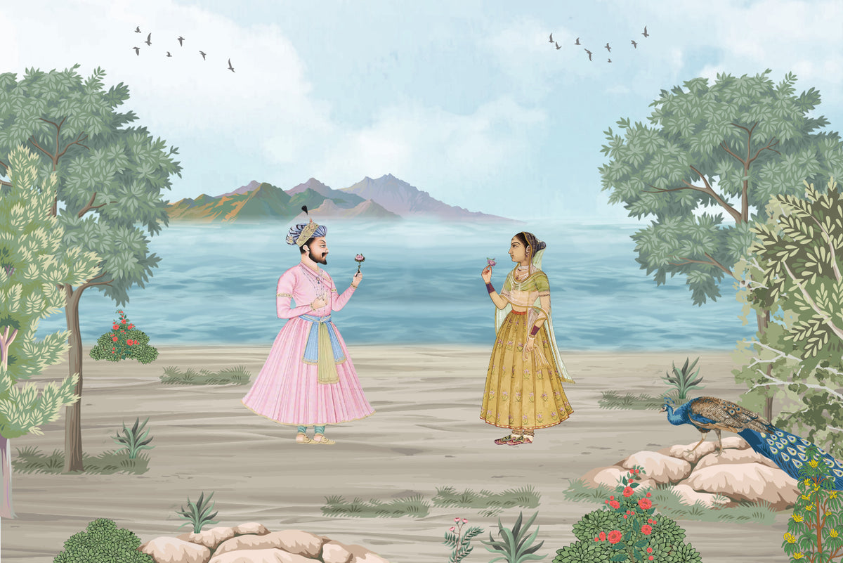 Mughal Royal Couple Wall Mural
