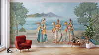Mughal royal women wall mural with heritage elegance
