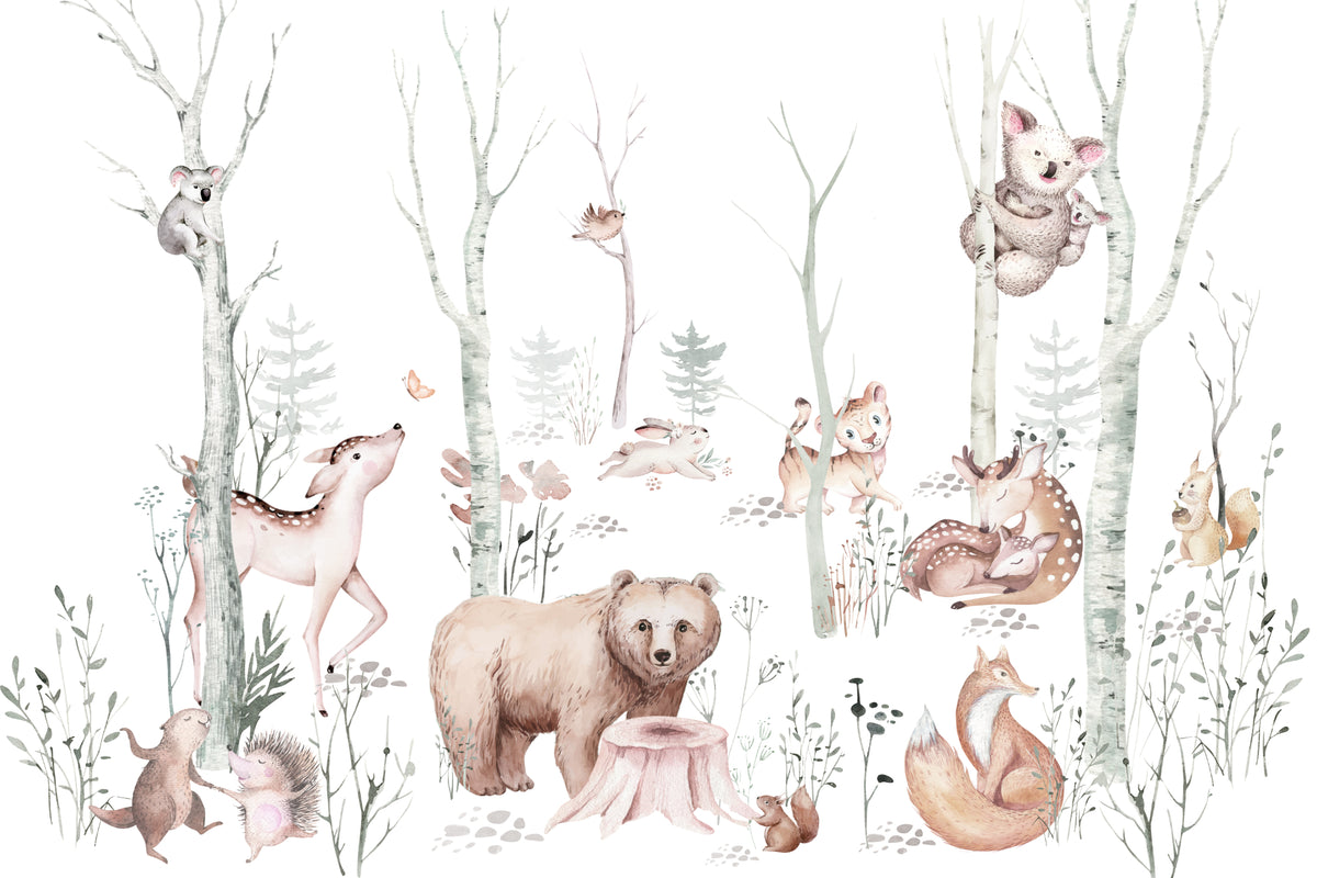 Woodland Animals Wall Mural in your room — zoomed