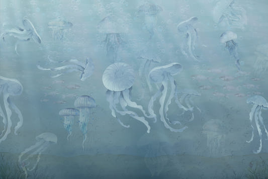 Aquarellqualle Ocean Tapete Wandbild