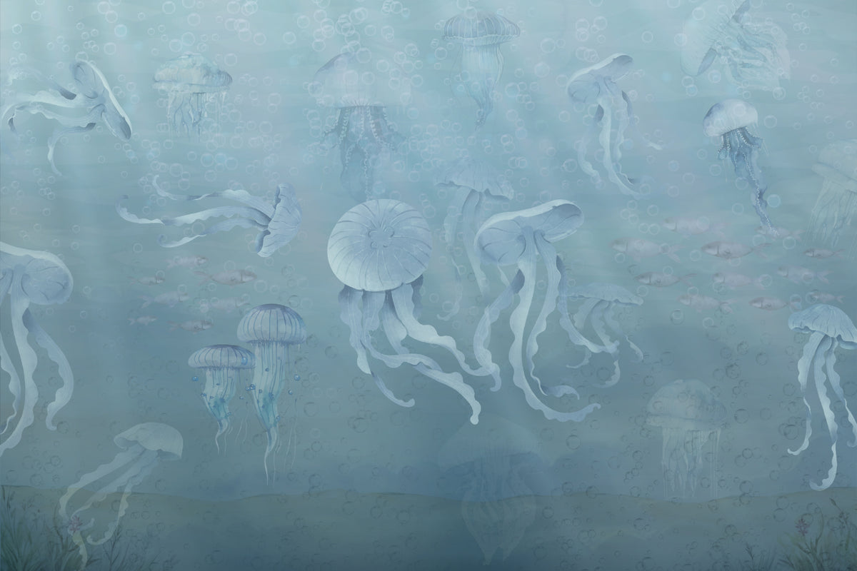 Watercolor Jellyfish Ocean Wallpaper Mural