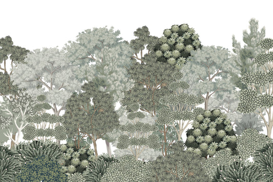 Weelderige botanische bosbehang muurschildering