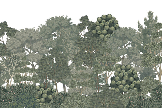 Üppiger grüner botanischer Waldbild