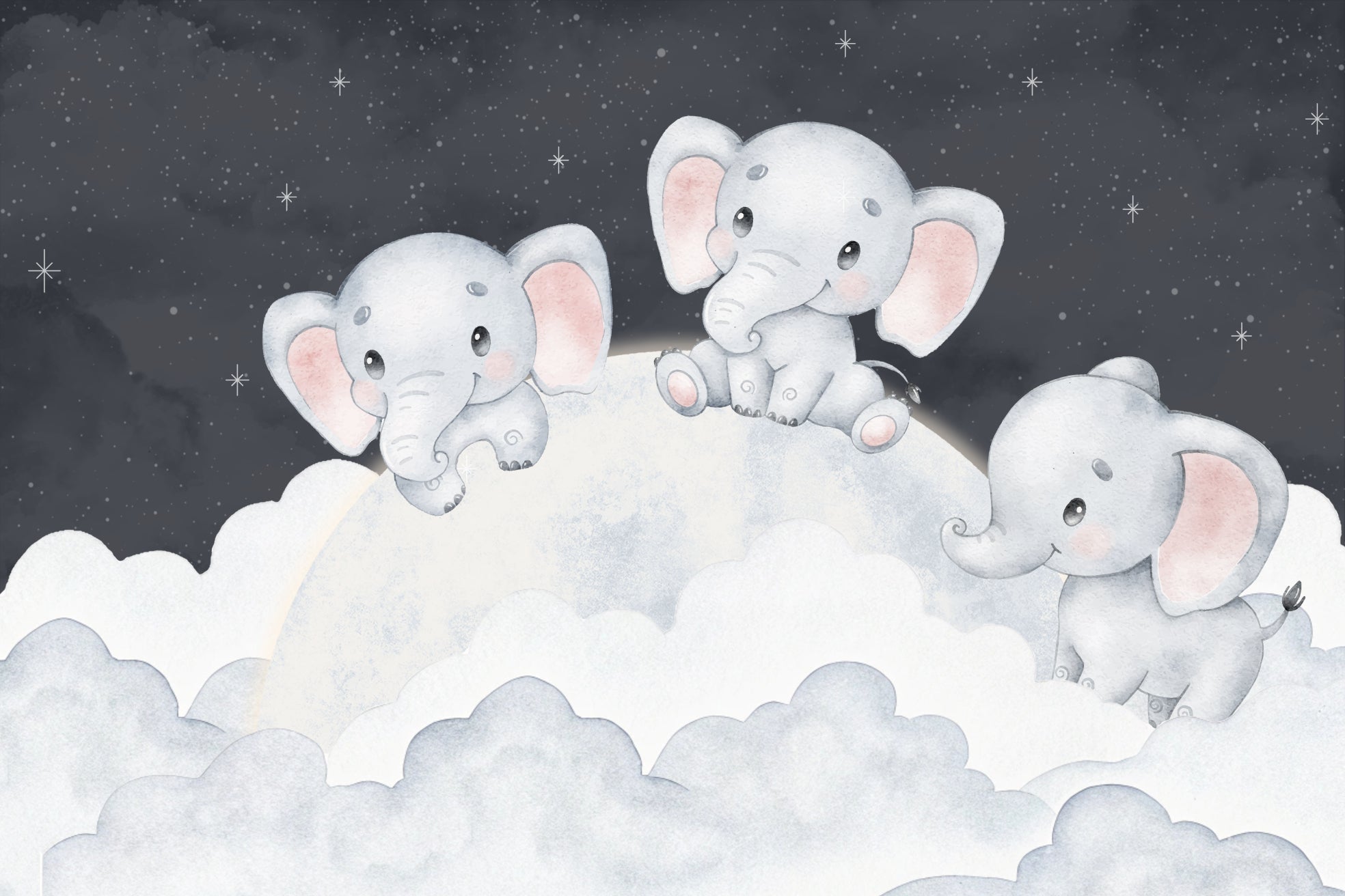 Schläfrige Elefantenwolkenbild in your room — zoomed