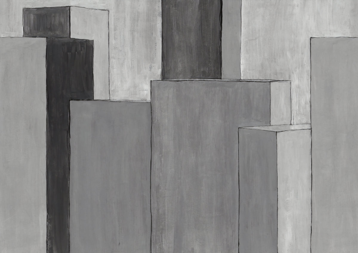 Monochrome Geometric Urban Artwork Mural in your room