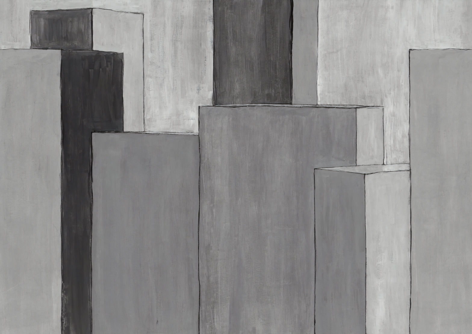 Monochrome Geometric Urban Artwork Mural
