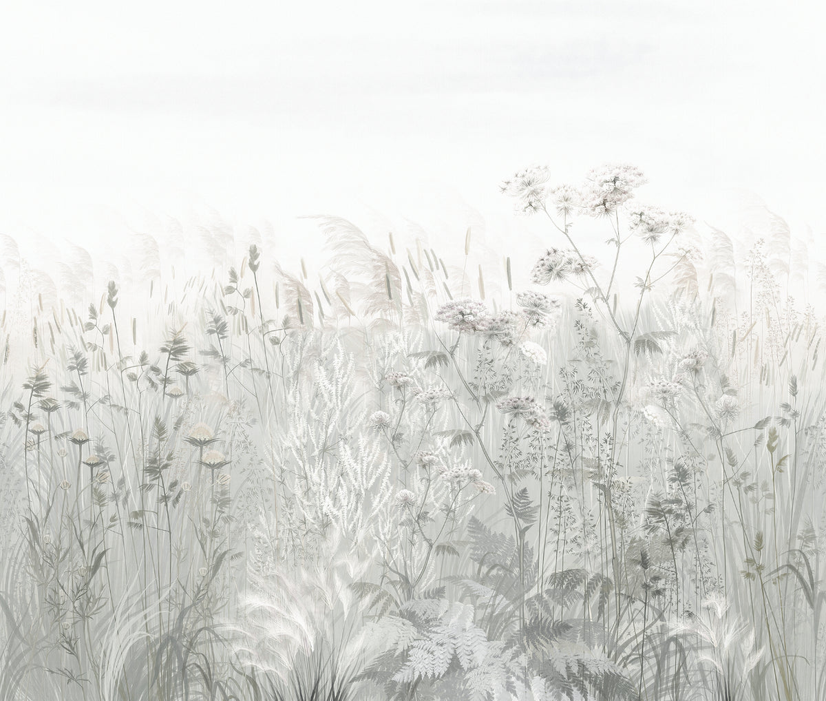 Neutral Wildflower Meadow Wall Mural in your room