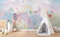 Soft pastel nursery wall covering
