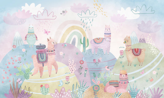 Colorful Llama Wallpaper Mural
