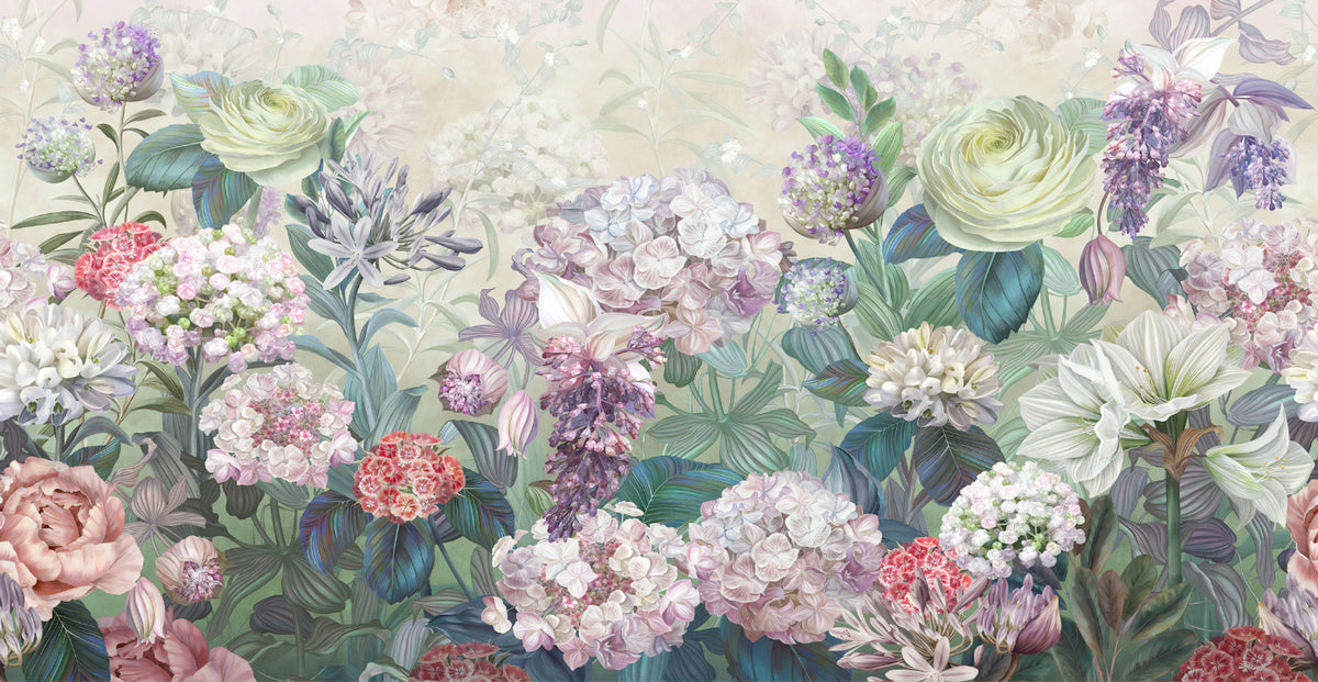 Fresque murale florale botanique vibrante in your room — zoomed