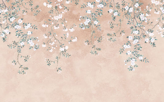 Delicate muurschildering met bloementakken