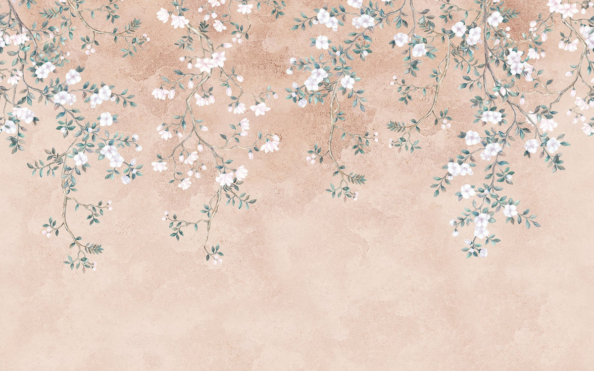 Delicate Floral Branch Wall Mural in your room — zoomed