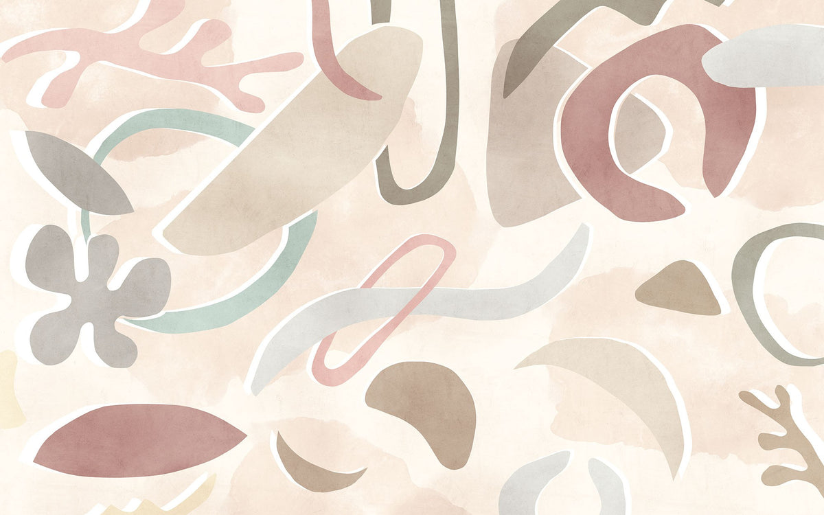 Fresque murale abstraite moderne aux pastels in your room — zoomed