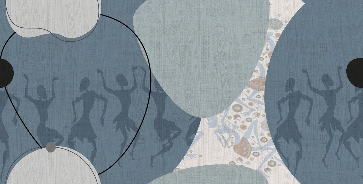 Mural de pared de danza tribal abstracta in your room — zoomed