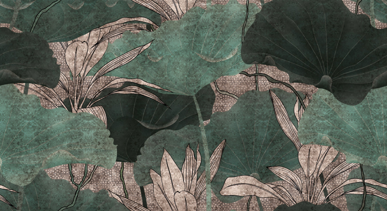 Fotomurale con foglie verdi botaniche in your room — zoomed