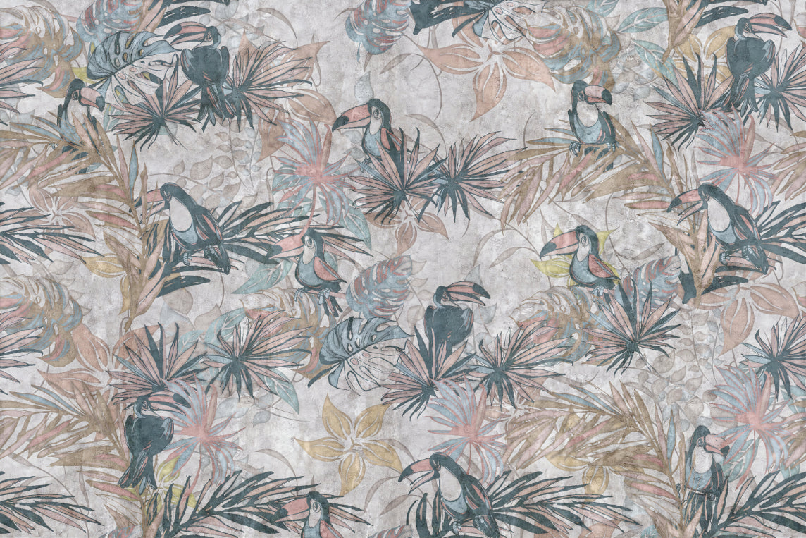 Fresque murale vintage de toucan tropical