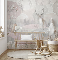 Whimsical Woodland Creatures Wallpaper Design
