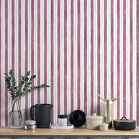 Modern Maroon Vertical Striped Wallpaper
