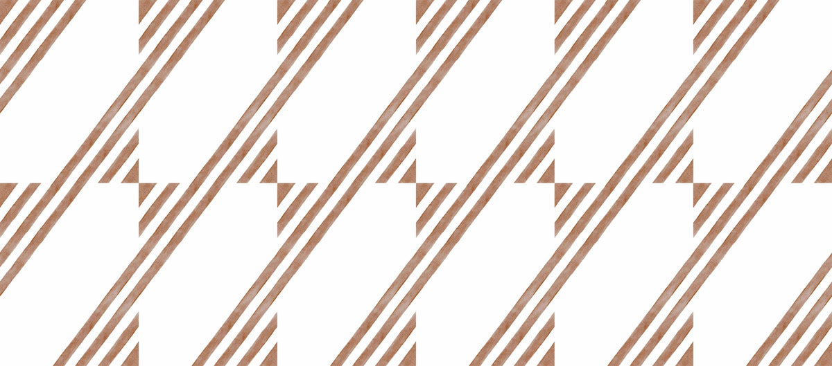 Terracotta geometrisk stribe tapet