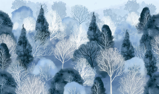 Schneebedeckte Stille Winterwaldwechselwechsel