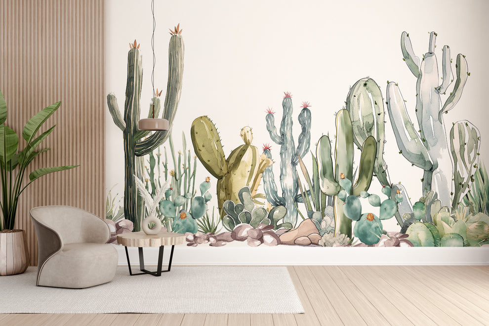 Watercolor Prickle Desert Cactus Wallpaper Watercolor Prickle Desert Cactus Wallpaper