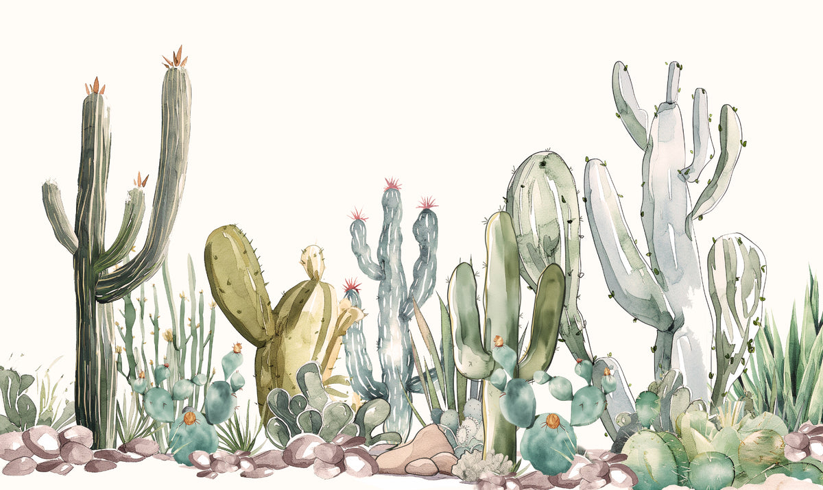 Aquarelle picole de cactus désert fond d'écran
