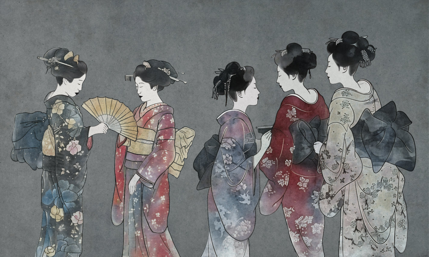 Whispers of Silk Japanese Kimono Wallpaper